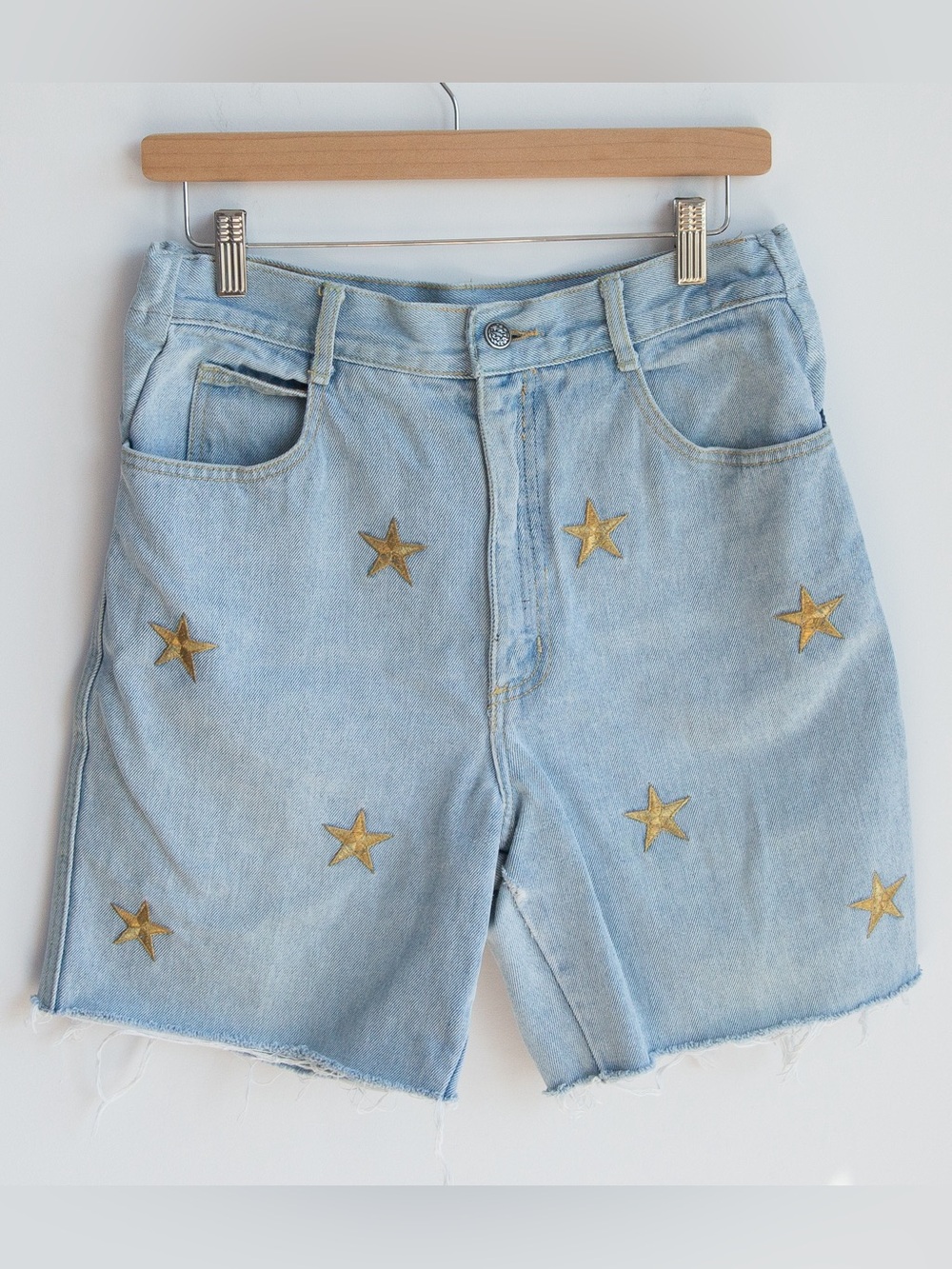 Vintage La Cosa USA Gold Star Embroidered Denim Cutoff Shorts 10